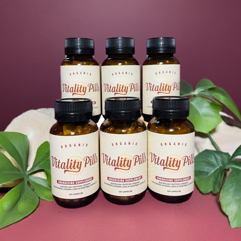 6 jars of Vitality Pills organic chicken liver capsules