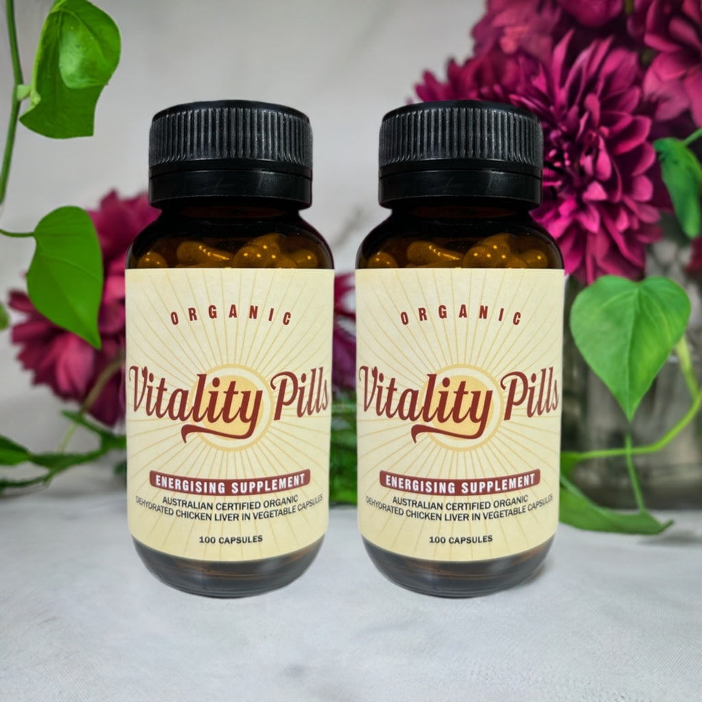 2 jars of Vitality Pills organic chicken liver capsules